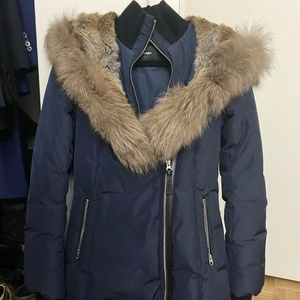 Mackage Trish Leather-Trim Down Coat-XS